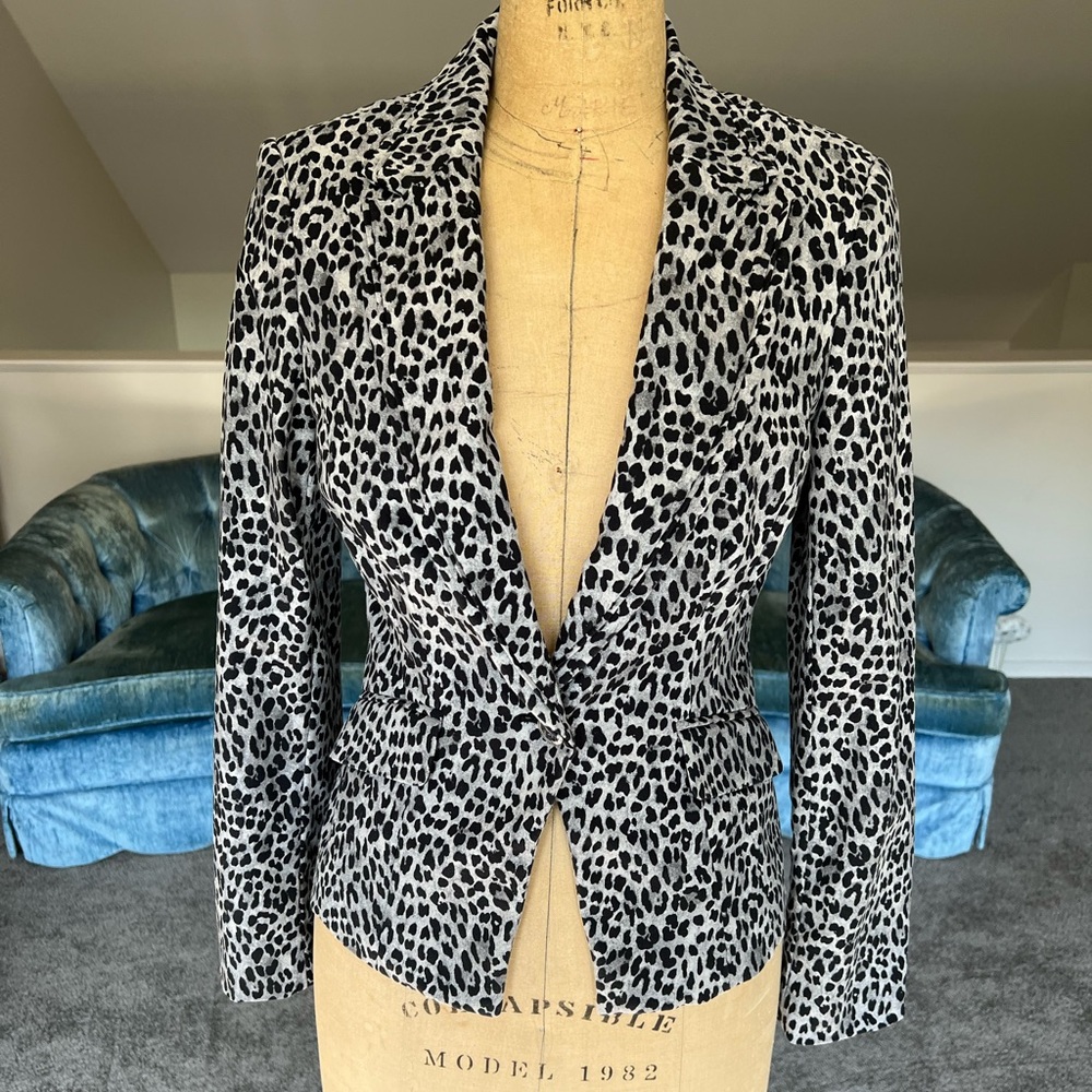 White House Black Market Leopard Print Blazer